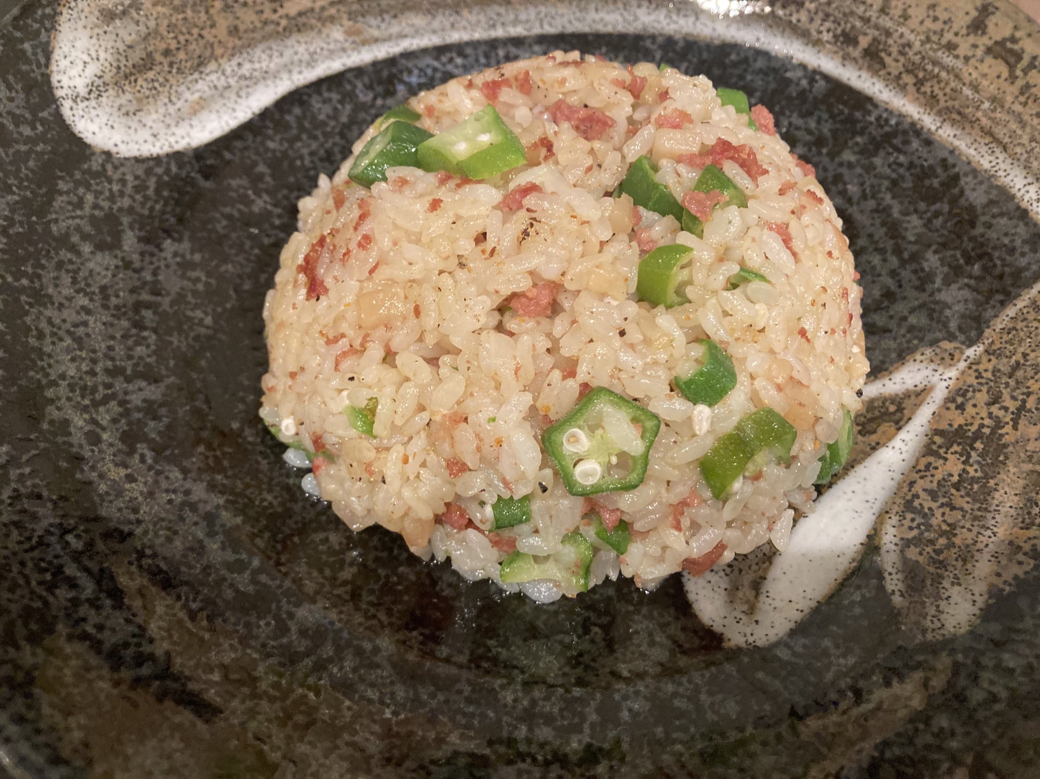 オクラのチャーハン